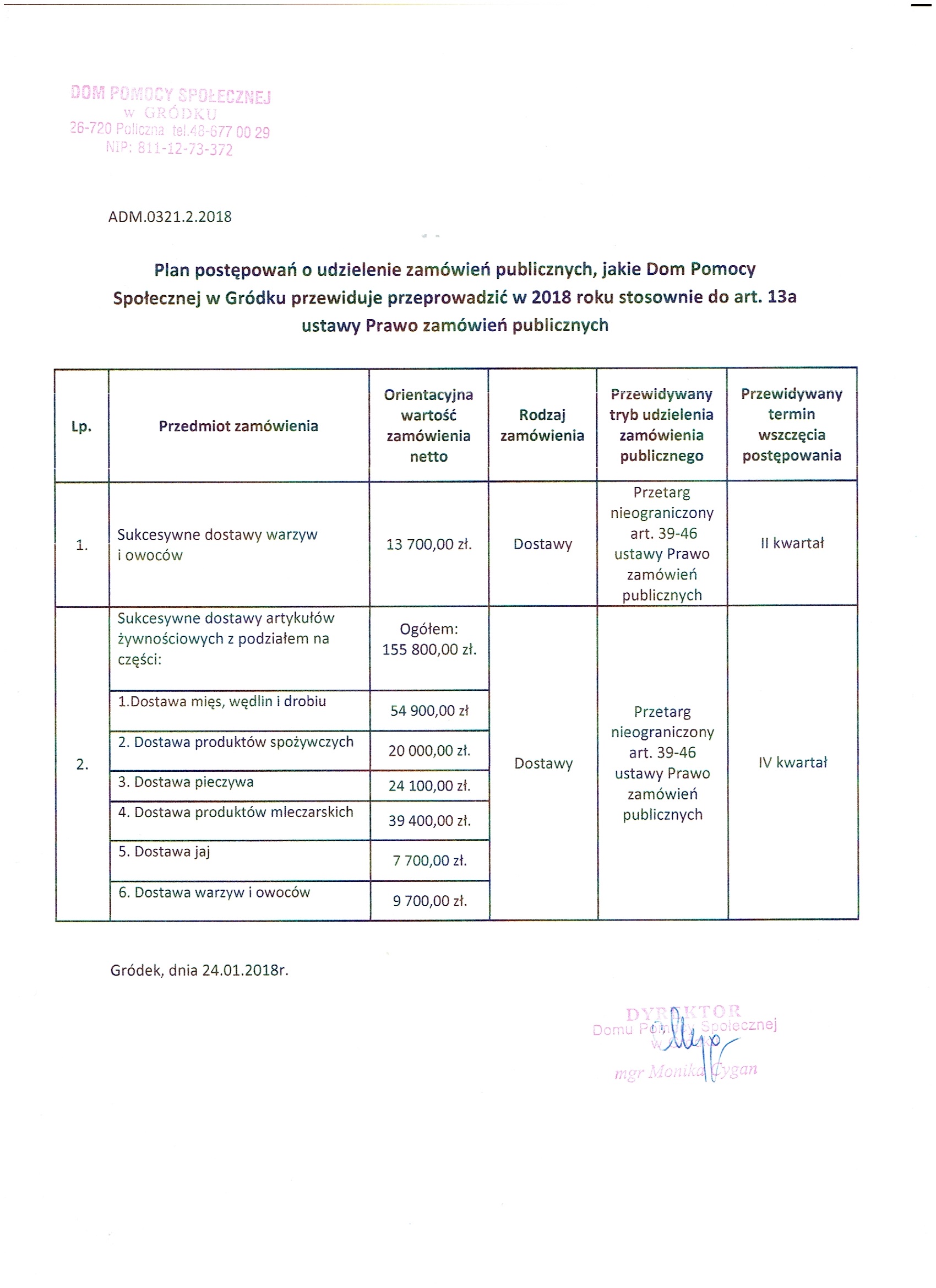 Zdjęcie Plan postępowań o udzielenie zamówień dla DPS w Gródku na 2018 r..jpg