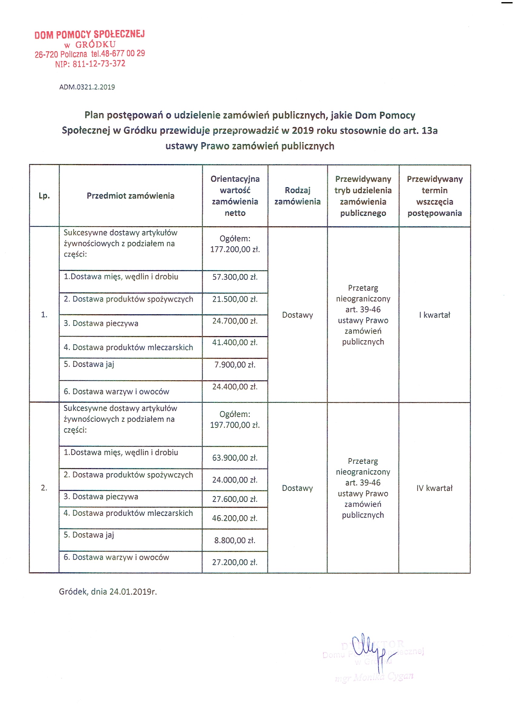 Zdjęcie Plan postępowań o udzielenie zamówień publicznych na 2019r..jpg